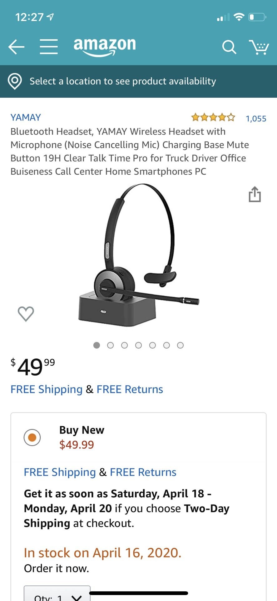 Bluetooth Headset, YAMAY Wireless Headset with Microphone (Noise Cancelling Mic) Charging Base Mute Button 19H Clear Talk Time Pro for Truck Driver O