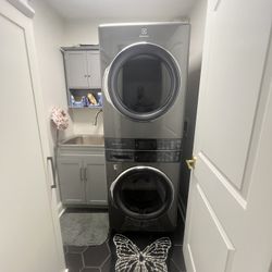 Electrolux Pewter Gray Stackable, washer, and Gas dryer