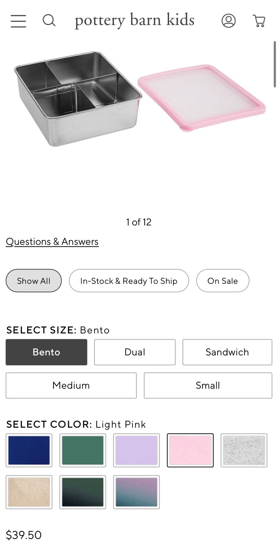 Pottery Barn Kids Bento Box Spencer Stainless Steel Food Containers