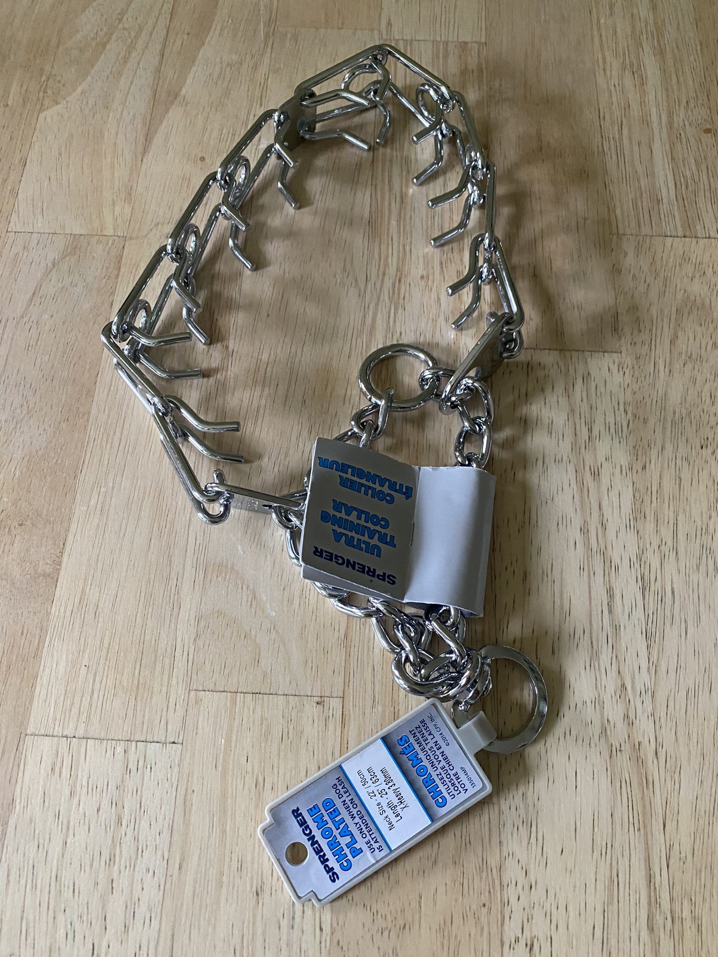 Sprenger chrome plated ultra training dog collar. NWT. Neck size 22”. X heavy. 