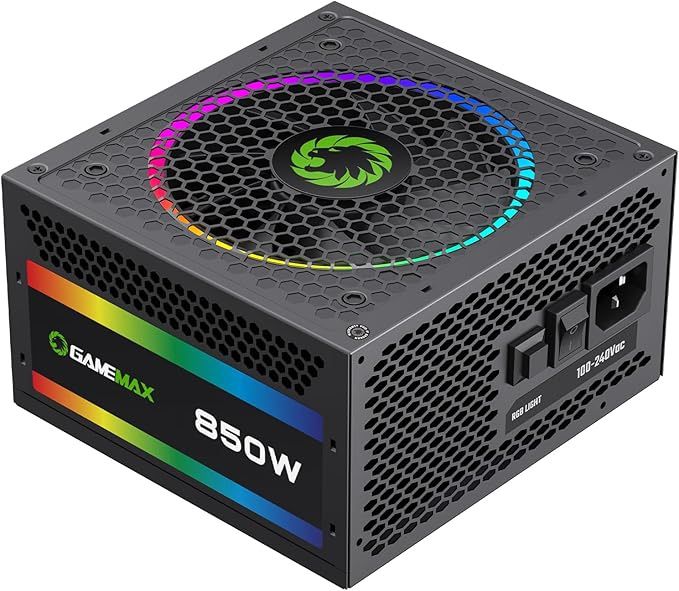 GameMax Power Supply 850W Fully Modular 80+ Gold Certified with RGB Light Mode