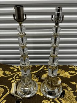 BAKER, KNAPP & TUBBS Crystal Lamps/ Nickel Rings/ Made in Italy Not Available Anywhere USED. AMAZING CONDITION