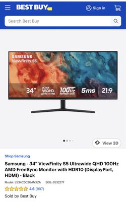 Samsung ViewFinity S5 34" Ultrawide QHD Monitor