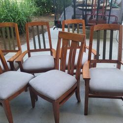 6 Oversize Handcrafted Wooden Dining Chairs With Plush Cloth Seats 