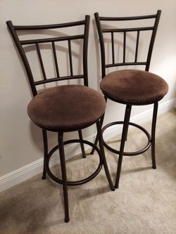High Top or Counter Top Bar Stools 2 Piece Pair Chocolate Brown Chairs