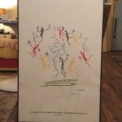Vintage ORIGINAL 1984 SUMMER OLYMPICS LOS ANGELES – OPENING CEREMONIES - PICASSO Framed