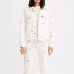 Levi’s Floral Denim Set – Trucker Jacket + 501 Cropped Jeans (Never Worn)