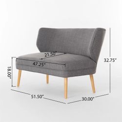 Mid-Century Modern Gray Fabric Loveseat