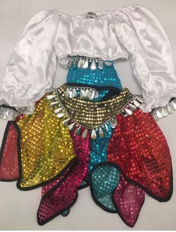 Mystical  Gypsy Girls Costume with Bandana Size 4T  Halloween Cosplay Carnival