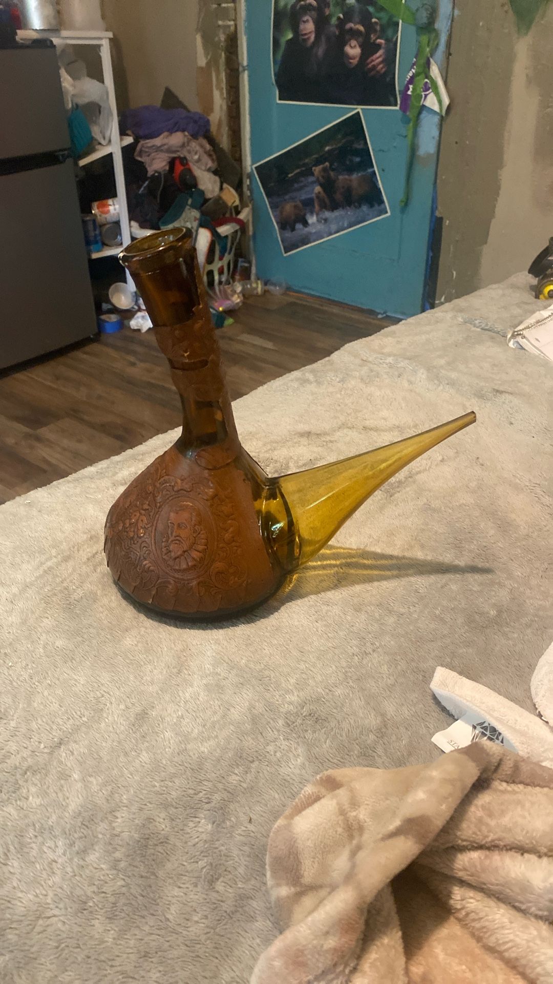 Vintage Parron In Molded Amber Wrapped In Leather