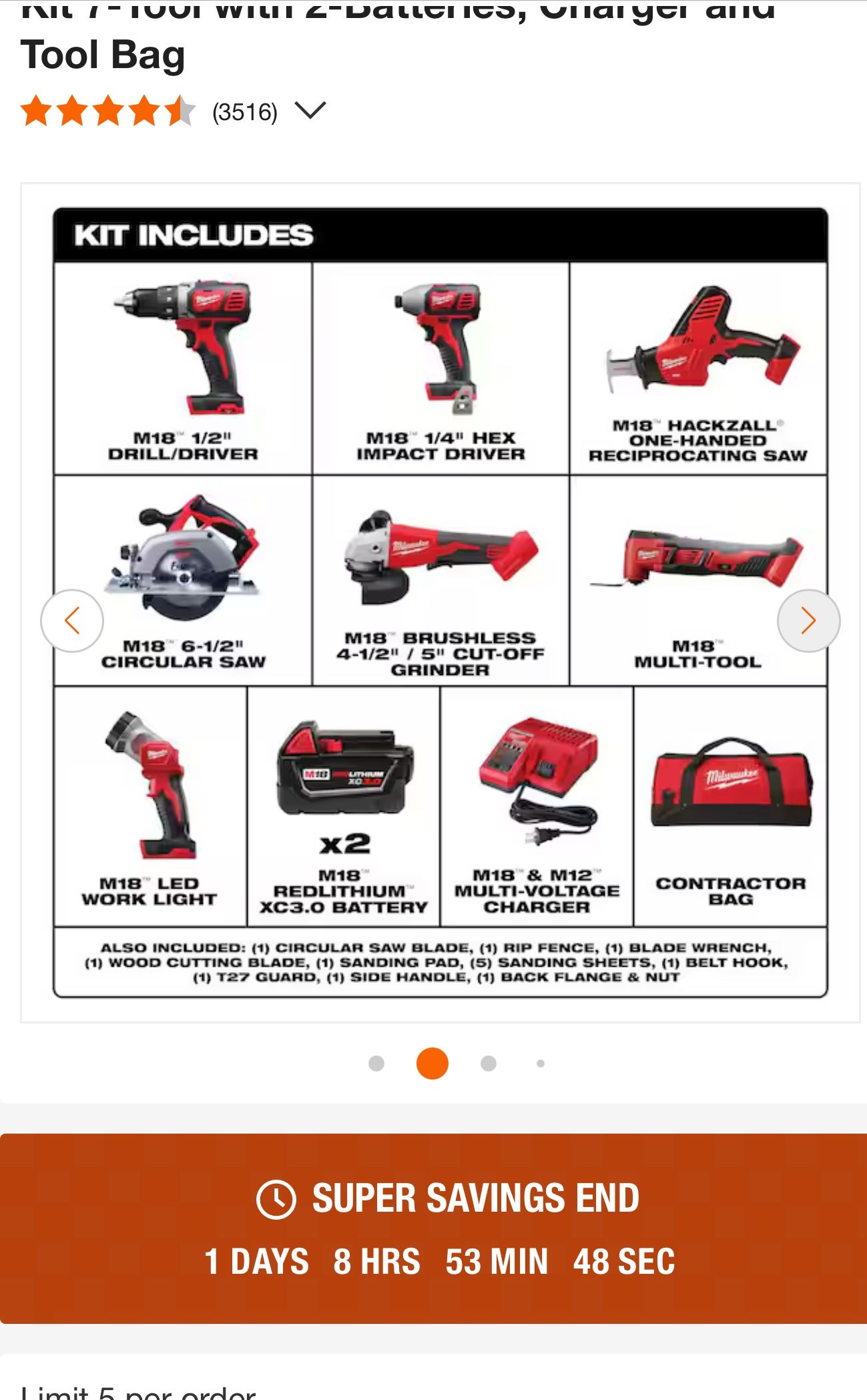 M18 7 Piece Combo Brand New