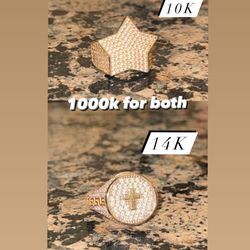 14k And 10k Gold Rings With Diamons