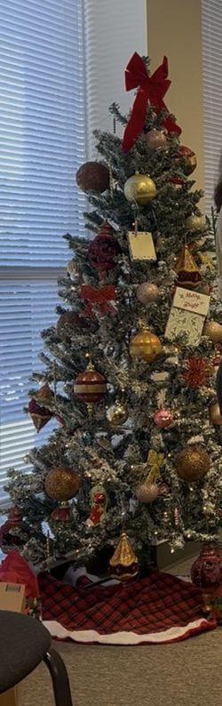 All Included “ Flocked Christmas Tree With Ornaments