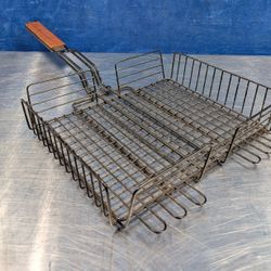 Outset Chrome Grill Basket Rosewood Handle