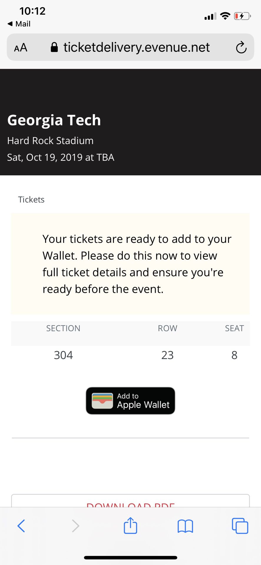 4 University of Miami tickets for 10/19 game