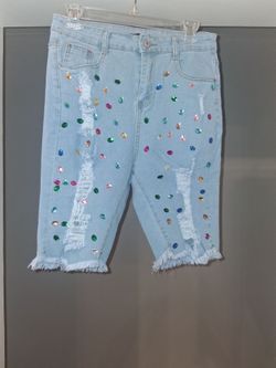 Bling Denim Shorts / Size Medium