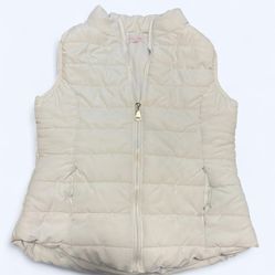 Small White Puffer Vest, Pink Lily