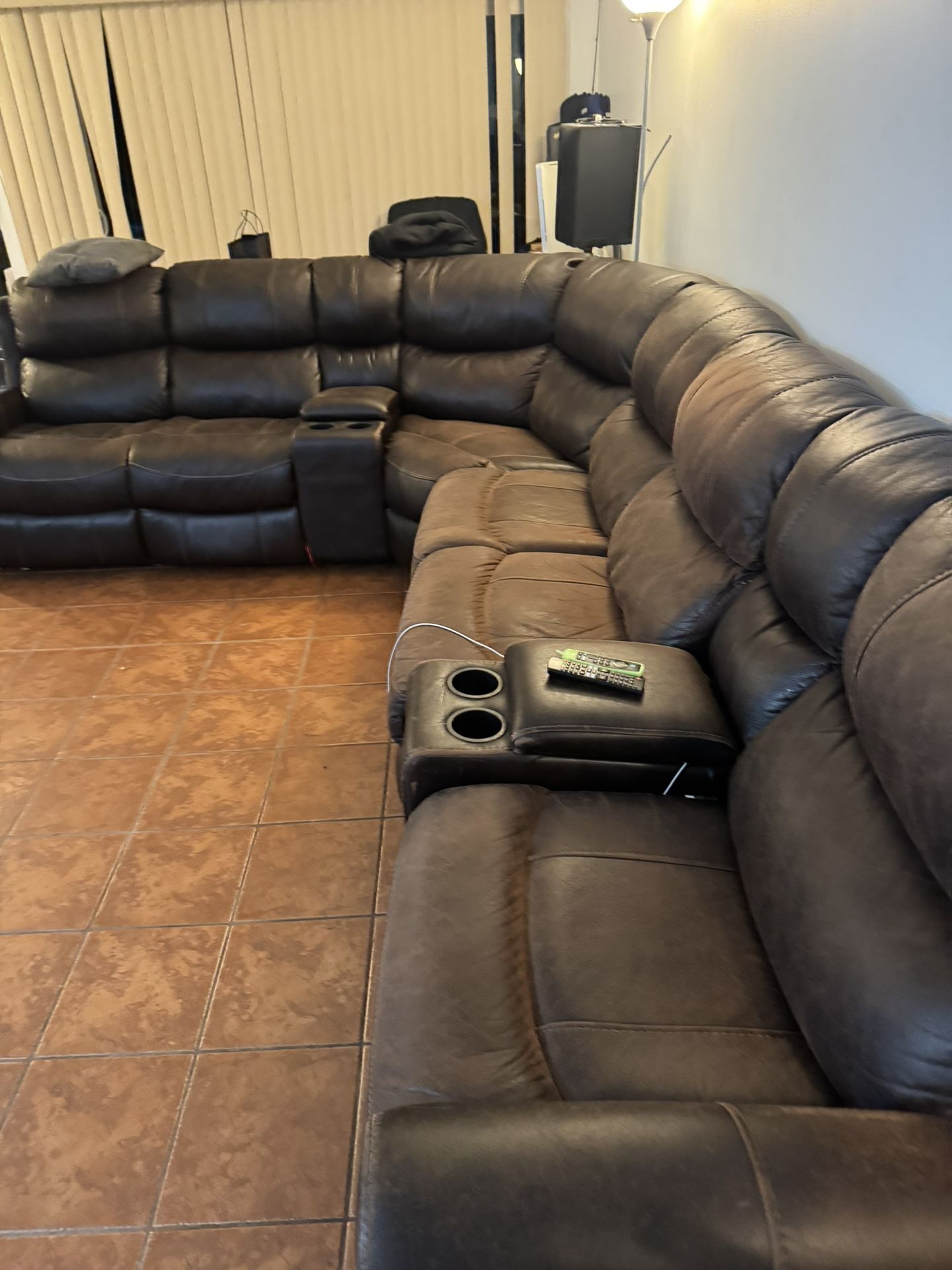 Brown Leather Sectional Reclining Couch