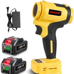 Ventilador turbo para secadora de automóvil, soplador de hojas inalámbrico de 21 V con 2 baterías de 4.0 Ah, 5 velocidades y 1500 W, 120000 RPM, sopla