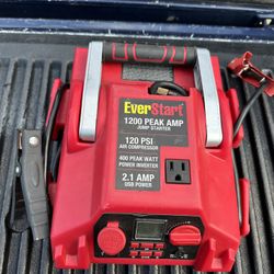 Everstart 1200 peak amp jump starter with digital compressor & 400w inverter