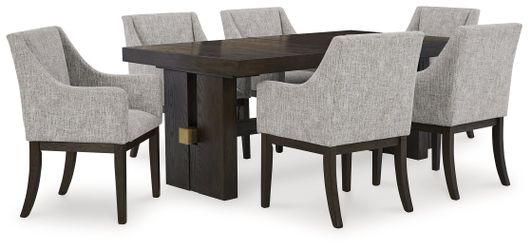 Burkhaus Beige/Dark Brown Dining Table and 6 Chairs