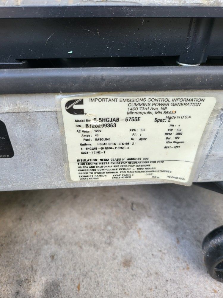 Cummins Onan RVQG5500 EVAP Generator for Sale in Tampa, FL OfferUp