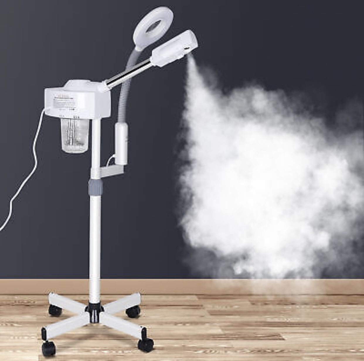2 in1 Facial Steamer 5x LED Magnifying Lamp Hot Ozone Beauty Salon Face Equipmen