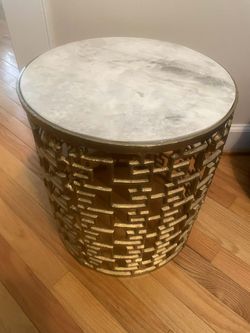 Contemporary Side Metal Table with Granite Top