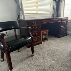 Desk, Chair And File cabinet Set