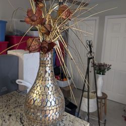 Gold And Silver Mosaic Vase
