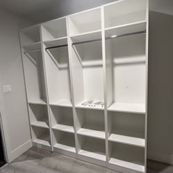 JY Furniture Armoire Wardrobe Closet, Particle Wood with Adjustable Shelves, Hanging Rod for Bedroom, Dressing Room, White (78" W x 85" H x 15" D)