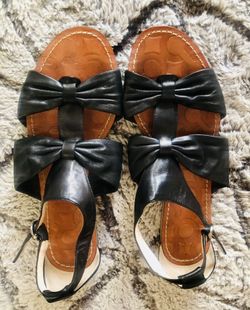 Coach Women’s Black Leather Sandals