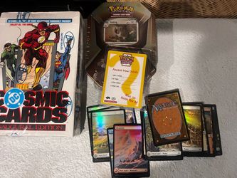 Pokémon box sealed magic cards, DC comic box filled selling altogether make an offer