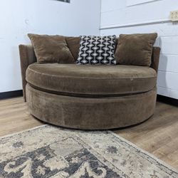 Mitchell Gold Green Round Couch with Throw Pillows