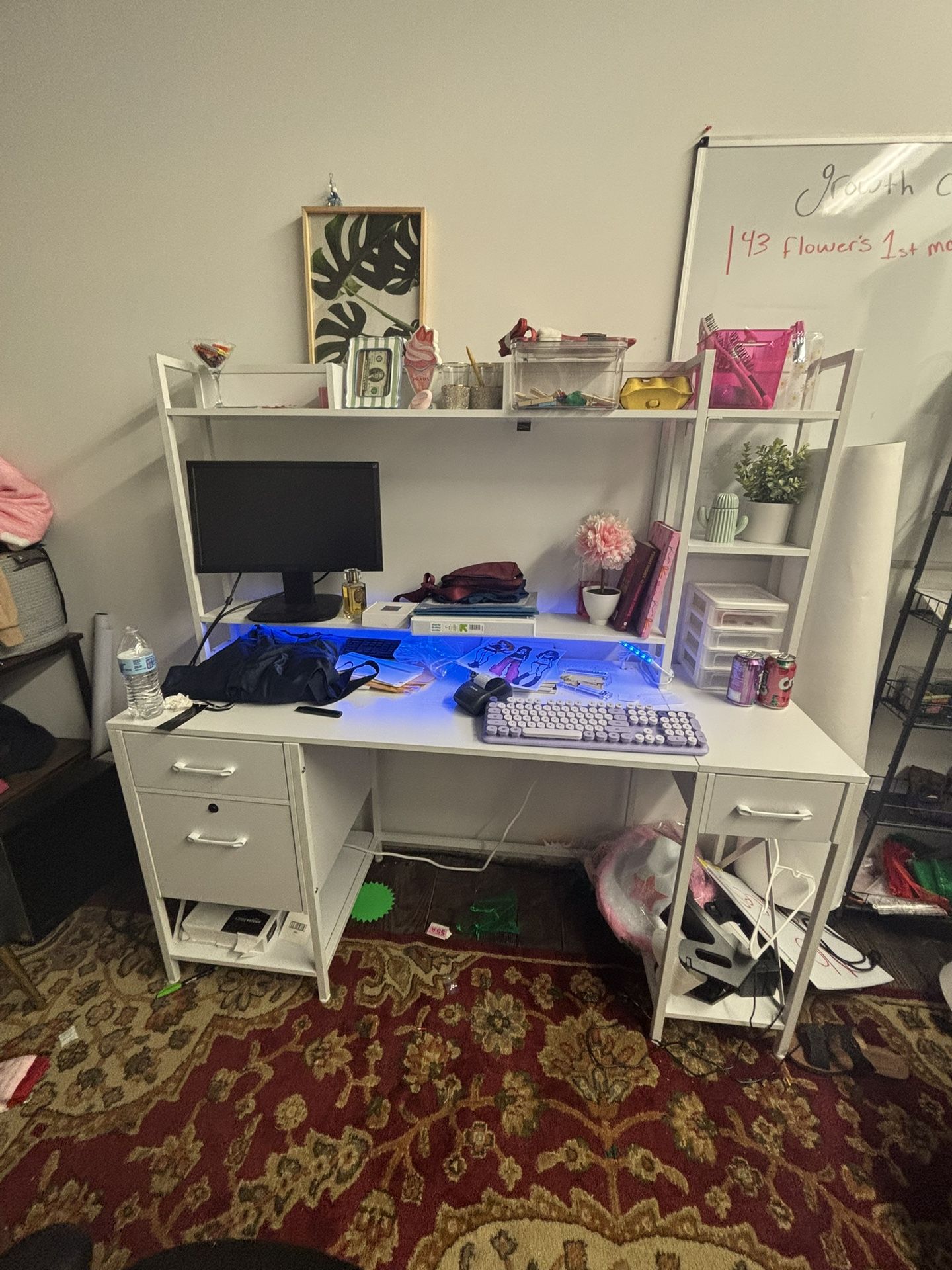 White Desk With Storage