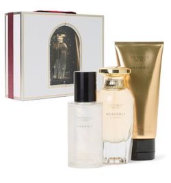 Victoria's Secret Heavenly 3 Piece Luxe Fragrance Gift Set: 1.7 oz Eau de Parfum, Travel Lotion & Shimmer Mist