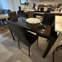 Glasstop Dining Table + 3 Dining Chairs