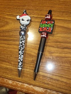 grinch and skeleton xmas pens