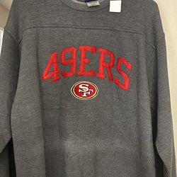 SAN FRANCISCO 49ERS Pro Player Pullover Sweater Vintage Medium Gray Embroidered