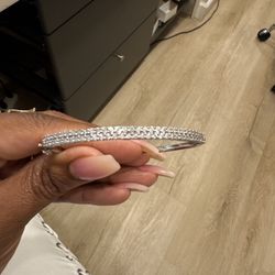 Sterling Silver Diamond Bangle