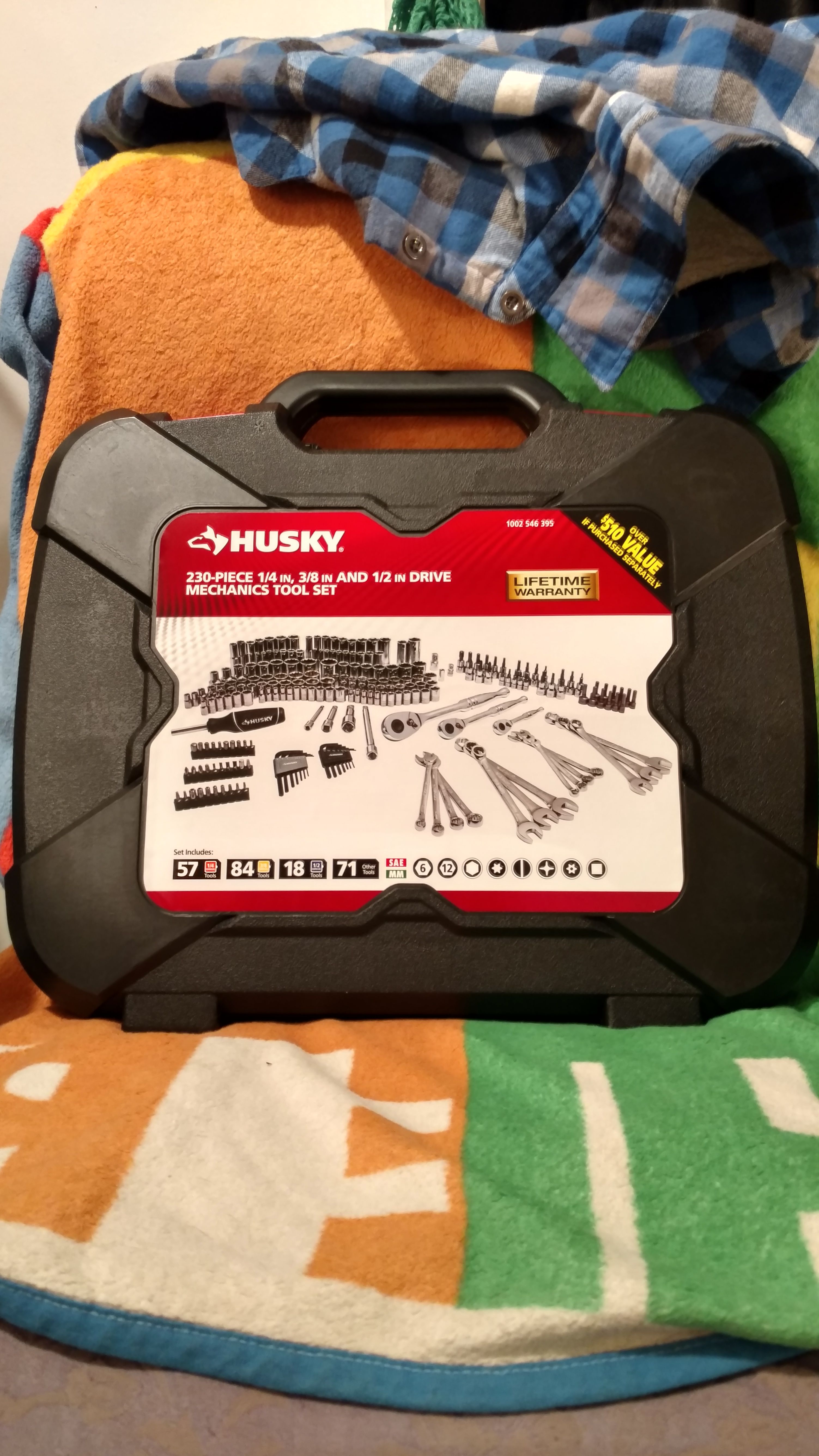 Husky 230-piece 1/4", 3/8", and 1/2" Drive Mechanics Tool Set