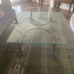 Wonderful 1950s Glass And wrought Iron Coffee Table 