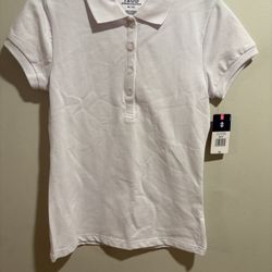 Girls Izod Approved School Wear Color White Stretch Uniform Collar Shirt