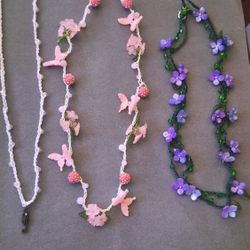 Handmade Fairycore Crochet Necklaces – Butterflies, Flowers & Nature-Inspired Jewelry (Set or Bundle)
