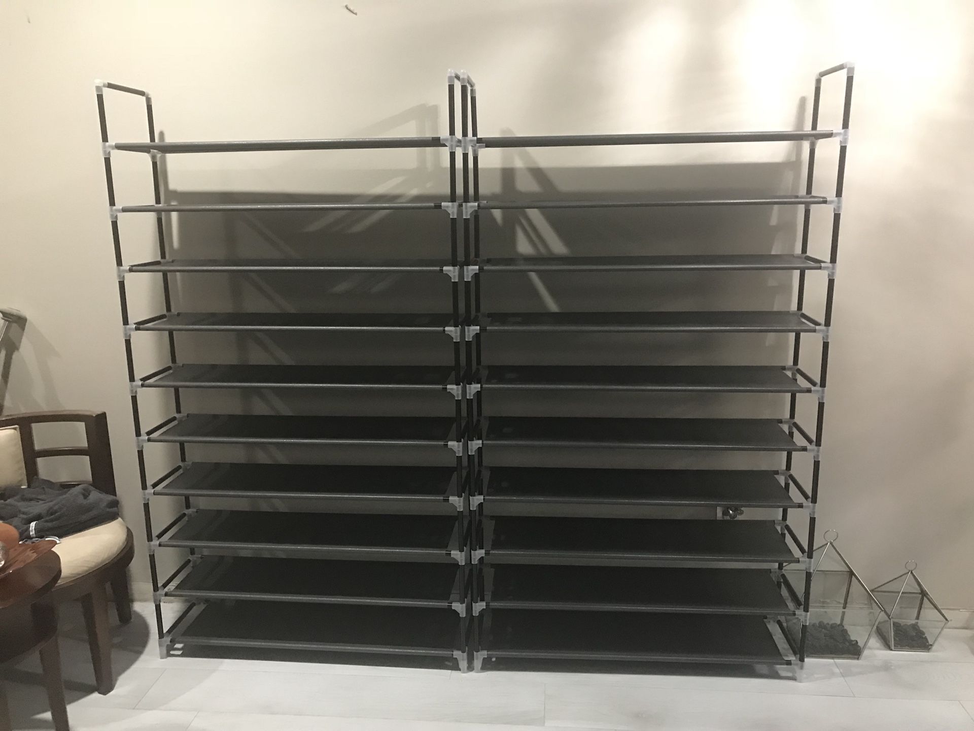 50 pair shoe rack or hat rack. 100 pairs total for both