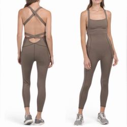 FREE PEOPLE Movement S Charcoal Brown My High One Piece Jumpsuit Small NEW pants