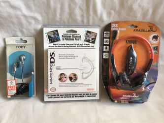NINTENDO DS POKEMON DIAMOND PEARL + COBY EARBUDS + USB GAMING HEADSET