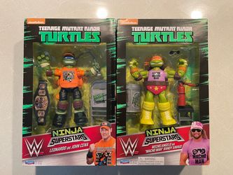 Leonardo John Cena Macho Man Savage Michelangelo WWE TMNT Ninja Superstars Figure *NEW SEALED* Teenage Mutant Turtles Wrestling Donatello Raphael