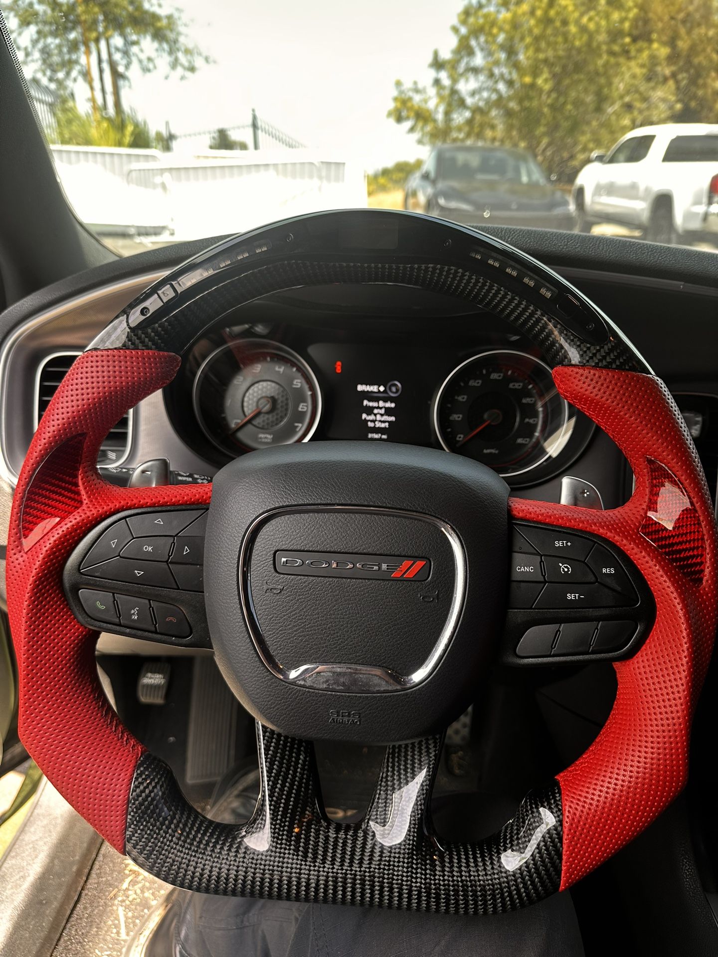 Red Carbon Fiber Dodge Charger LED Steering Wheel