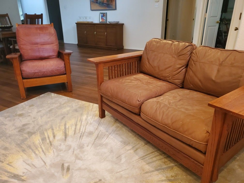 Basset Mission Style Loveseat And Chair